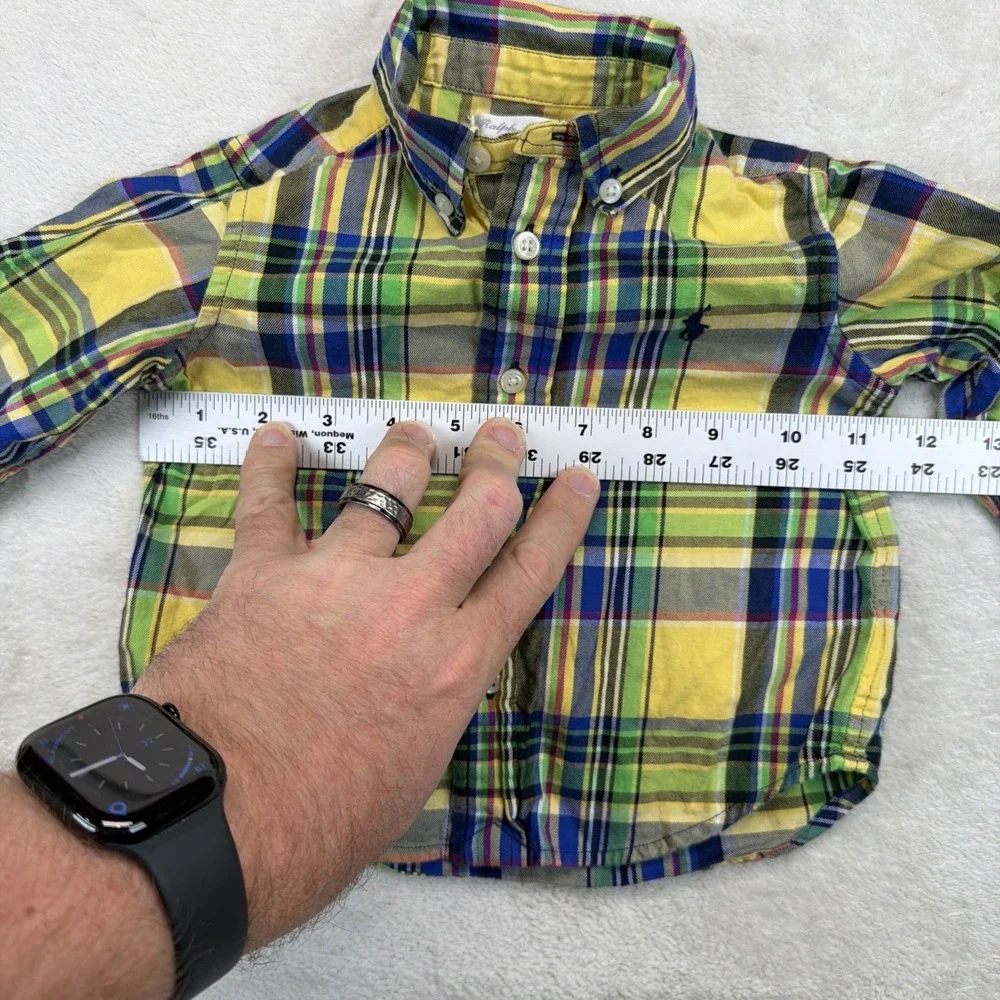 Ralph Lauren Baby Boys 9M Madras Plaid Button Down Shirt Pony Preppy